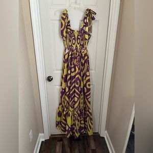 Sheridan French Yellow/Purple Ikat Maxi Dress